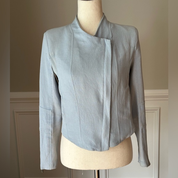 Blank NYC Mesh Detail Crepe Jacket Light Blue size XS - Picture 2 of 16